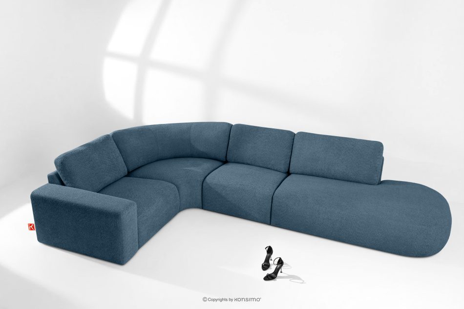 ZUCCO Modulares Ecksofa in organischer Form Bouclé-Stoff rechts dunkelblau dunkelblau - Foto 1