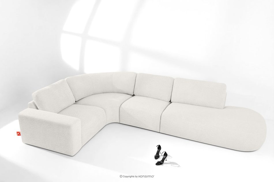 ZUCCO Modulares Ecksofa in organischer Form Bouclé-Stoff rechts ecru ecru - Foto 1