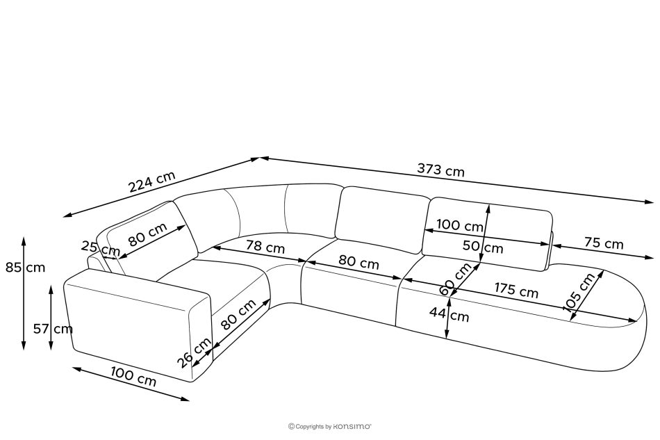 ZUCCO Modulares Ecksofa in organischer Form Bouclé-Stoff rechts dunkelbraun dunkelbraun - Foto 12