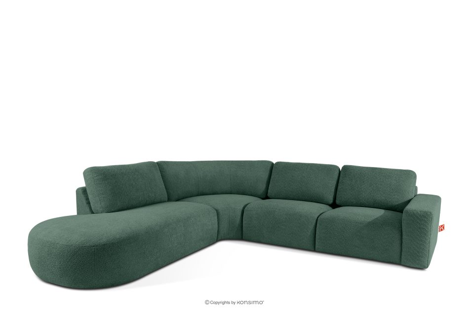ZUCCO Große modulare Ecksofa aus Bouclé-Stoff links grün grün - Foto 2
