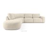 Großes modulares Ecksofa aus Bouclé-Stoff links hellbeige