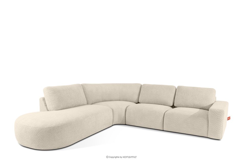ZUCCO Großes modulares Ecksofa aus Bouclé-Stoff links hellbeige hellbeige - Foto 2