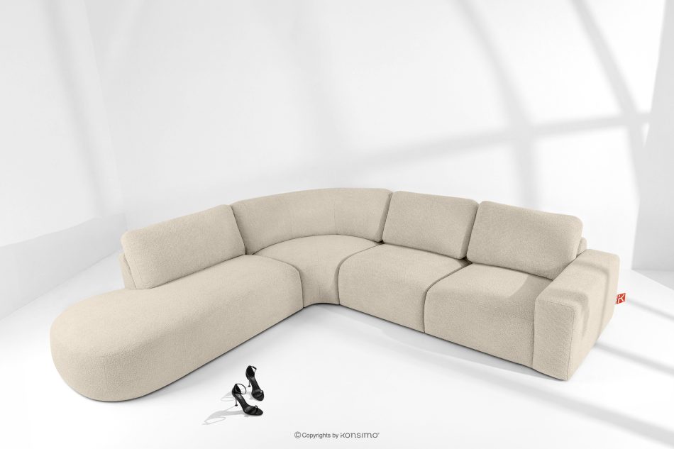 ZUCCO Großes modulares Ecksofa aus Bouclé-Stoff links hellbeige hellbeige - Foto 1