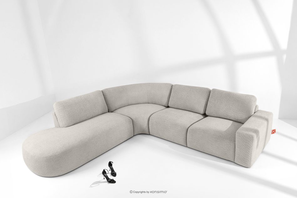 ZUCCO Großes modulares Ecksofa aus Bouclé-Stoff links braun braun - Foto 1