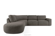 Großes modulares Ecksofa aus Bouclé-Stoff links dunkelbraun