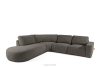 ZUCCO Großes modulares Ecksofa aus Bouclé-Stoff links dunkelbraun dunkelbraun - Foto 3