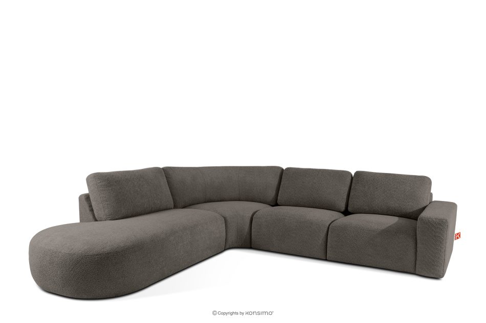 ZUCCO Großes modulares Ecksofa aus Bouclé-Stoff links dunkelbraun dunkelbraun - Foto 2