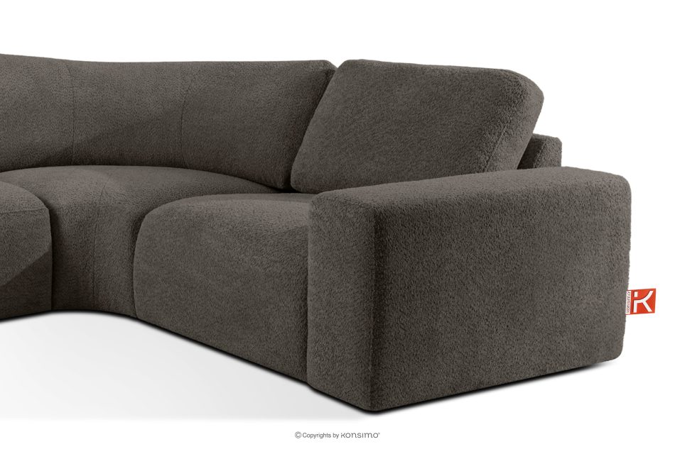 ZUCCO Großes modulares Ecksofa aus Bouclé-Stoff links dunkelbraun dunkelbraun - Foto 5