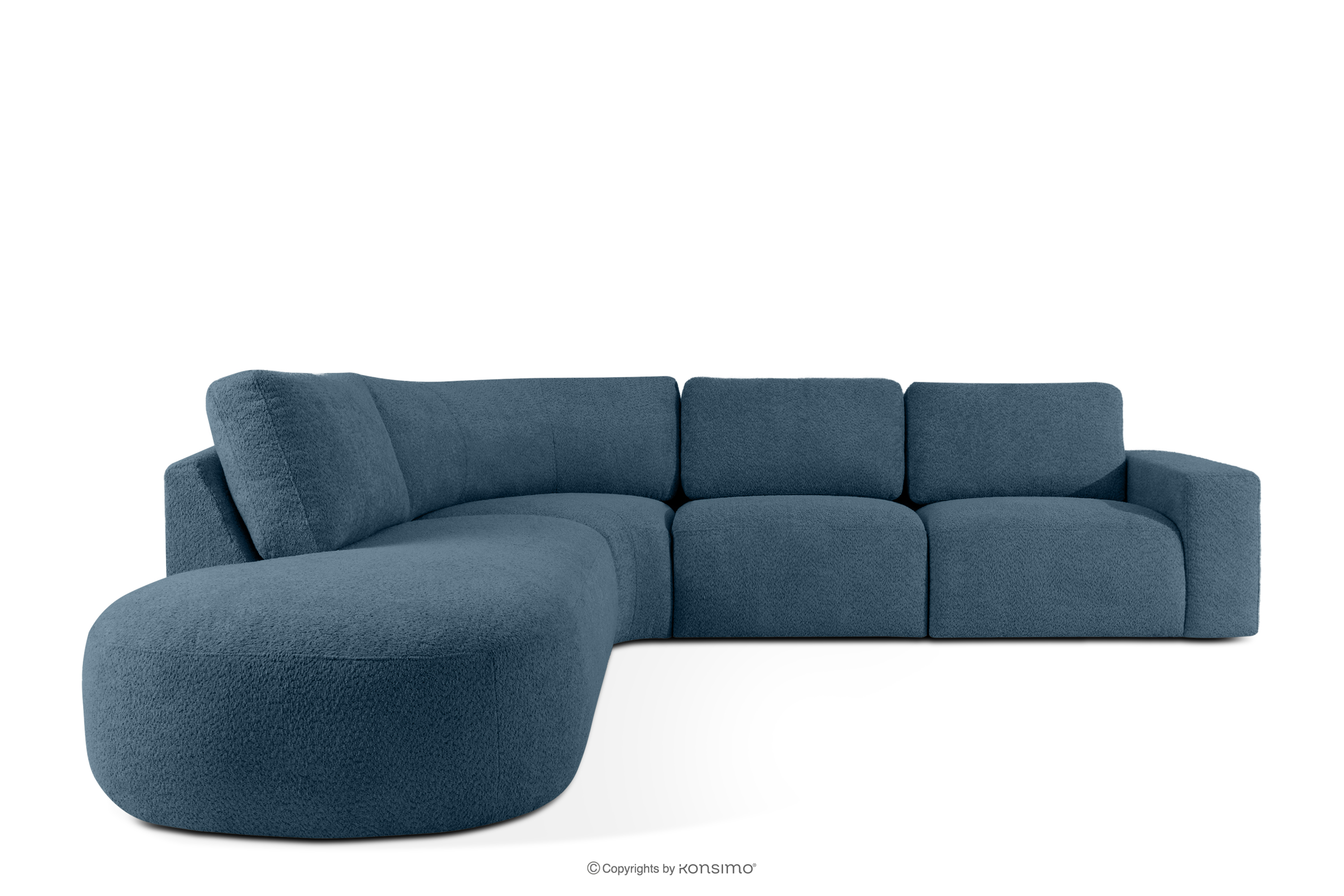 Große modulare Ecksofa aus Bouclé-Stoff links dunkelblau