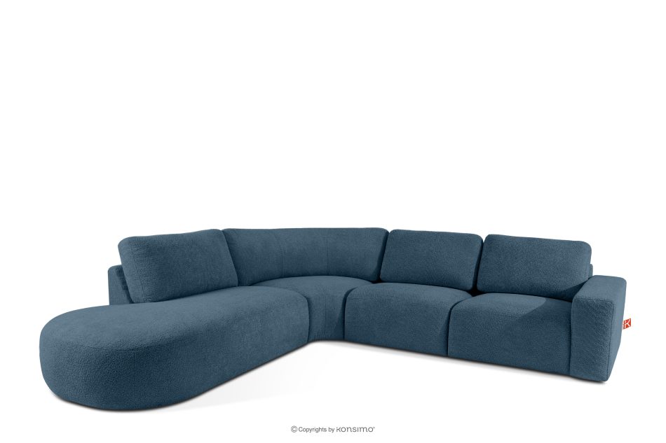 ZUCCO Große modulare Ecksofa aus Bouclé-Stoff links dunkelblau dunkelblau - Foto 2