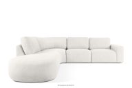 Großes modulares Ecksofa aus Bouclé-Stoff links ecru