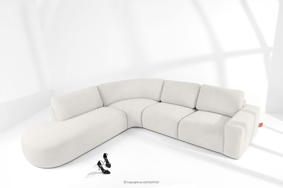 ZUCCO Großes modulares Ecksofa aus Bouclé-Stoff links ecru ecru - Foto 1