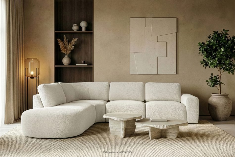 ZUCCO Großes modulares Ecksofa aus Bouclé-Stoff links ecru ecru - Foto 11
