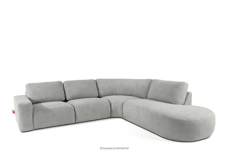 ZUCCO Große modulare Ecksofa aus Bouclé-Stoff rechts hellgrau hellgrau - Foto 2