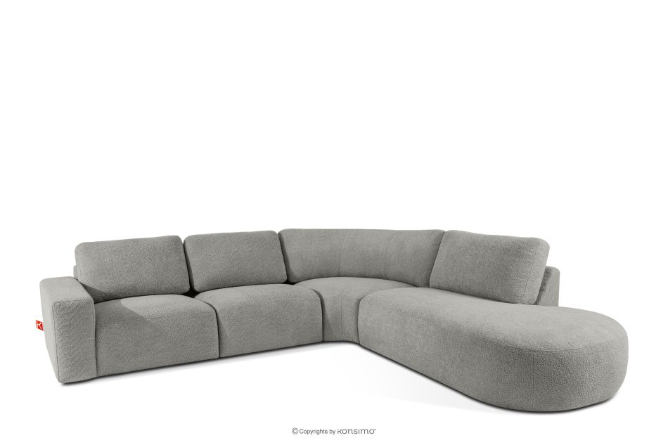 ZUCCO Große modulare Ecksofa aus Bouclé-Stoff rechts dunkelgrau dunkelgrau - Foto 2