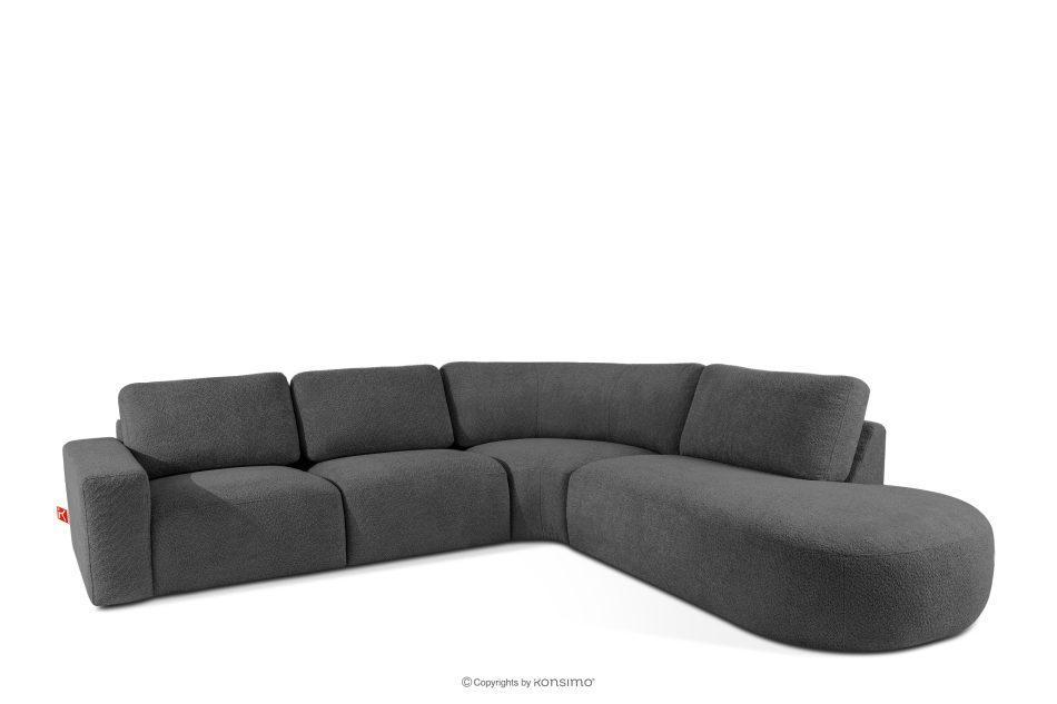 ZUCCO Große modulare Ecksofa aus Bouclé-Stoff rechts graphit graphit - Foto 2