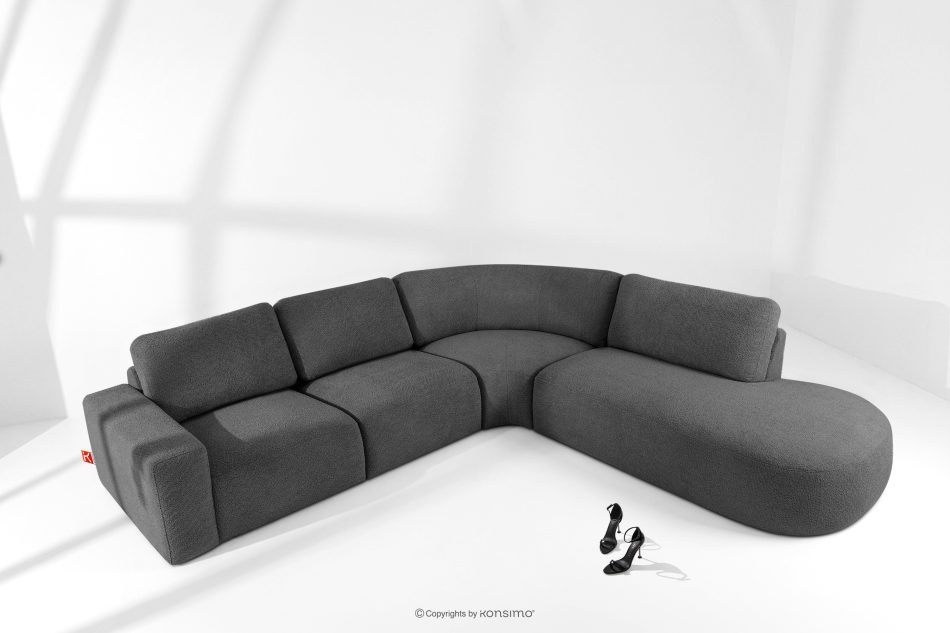 ZUCCO Große modulare Ecksofa aus Bouclé-Stoff rechts graphit graphit - Foto 1