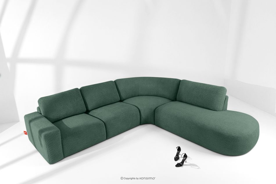 ZUCCO Große modulare Ecksofa aus Bouclé-Stoff rechts grün grün - Foto 1