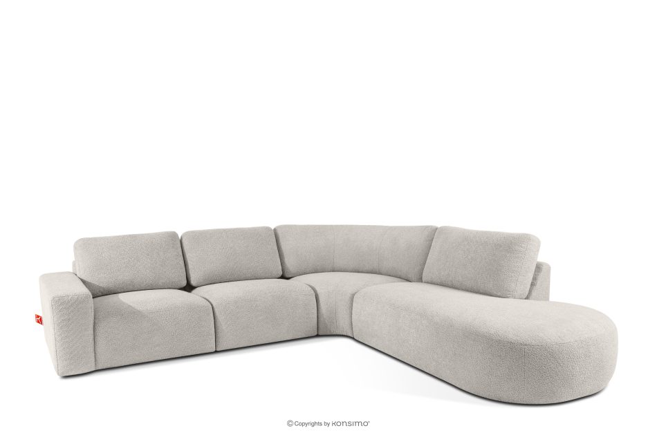 ZUCCO Großes modulares Ecksofa aus Bouclé-Stoff rechts braun braun - Foto 2