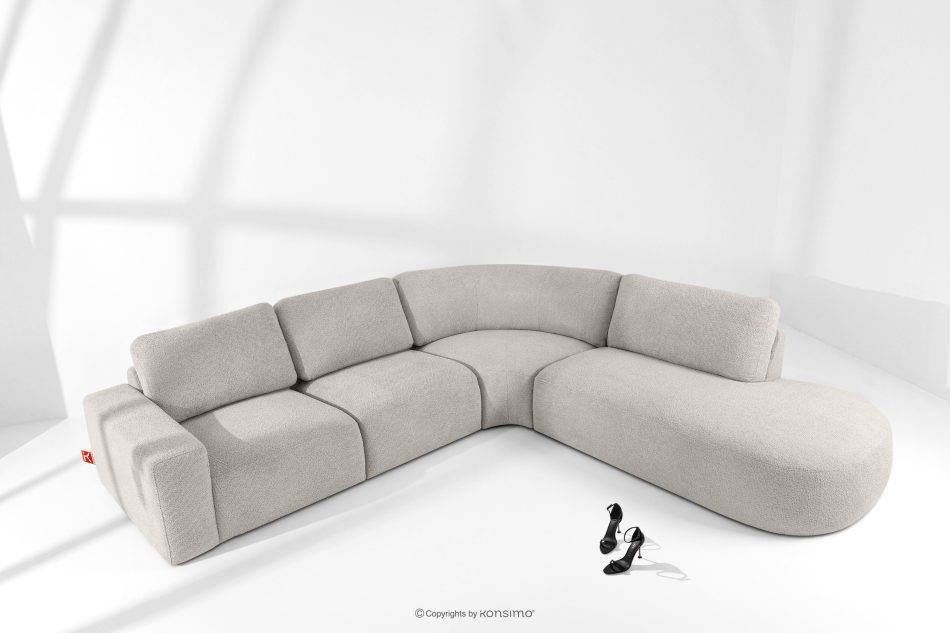 ZUCCO Großes modulares Ecksofa aus Bouclé-Stoff rechts braun braun - Foto 1