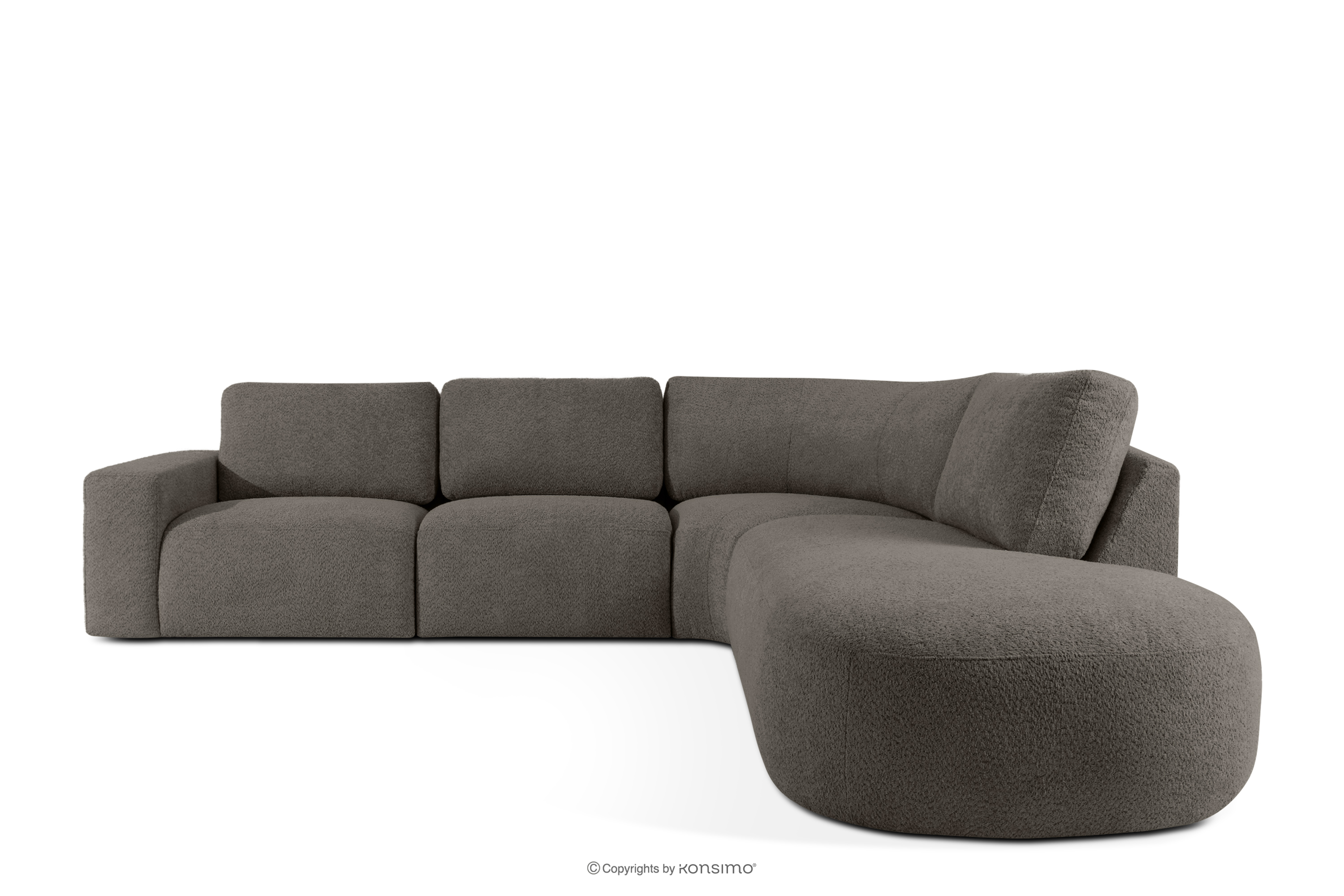 Große modulare Ecksofa aus Bouclé-Stoff rechts dunkelbraun