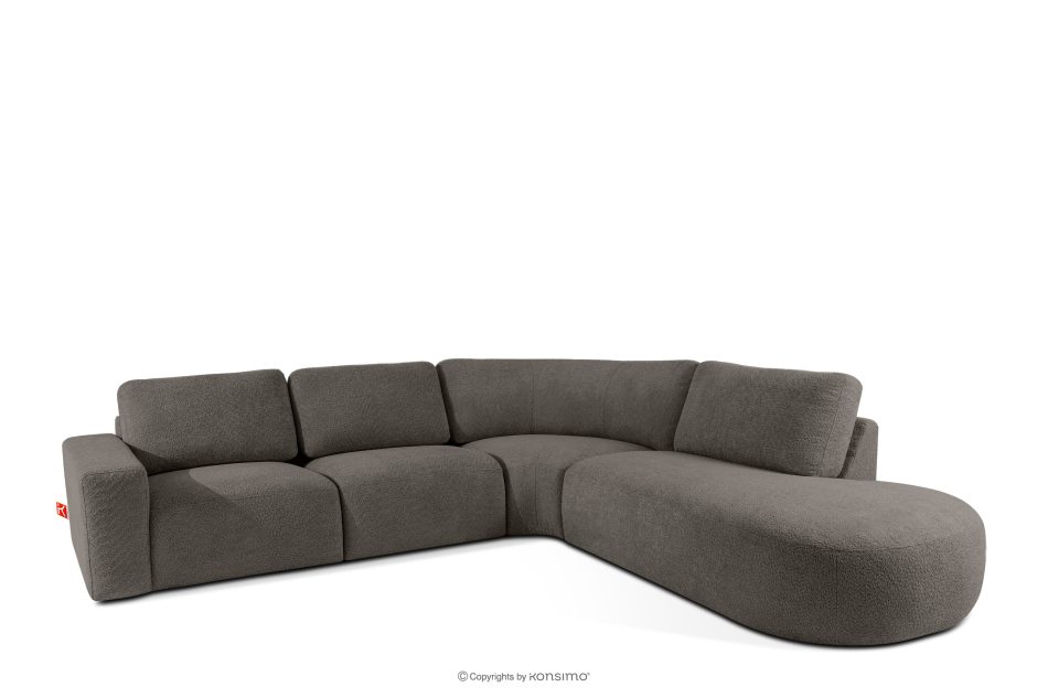 ZUCCO Große modulare Ecksofa aus Bouclé-Stoff rechts dunkelbraun dunkelbraun - Foto 2