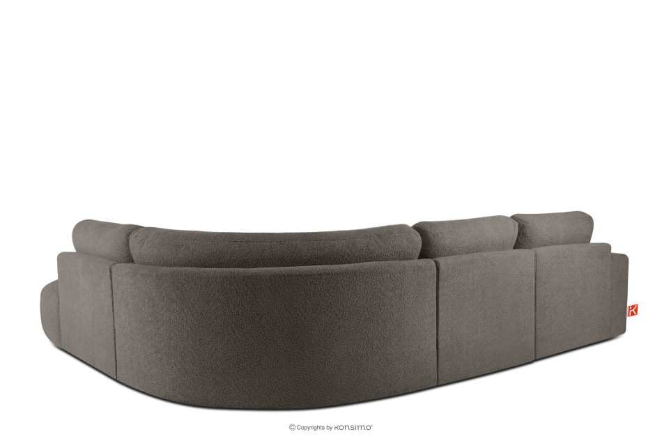 ZUCCO Große modulare Ecksofa aus Bouclé-Stoff rechts dunkelbraun dunkelbraun - Foto 3