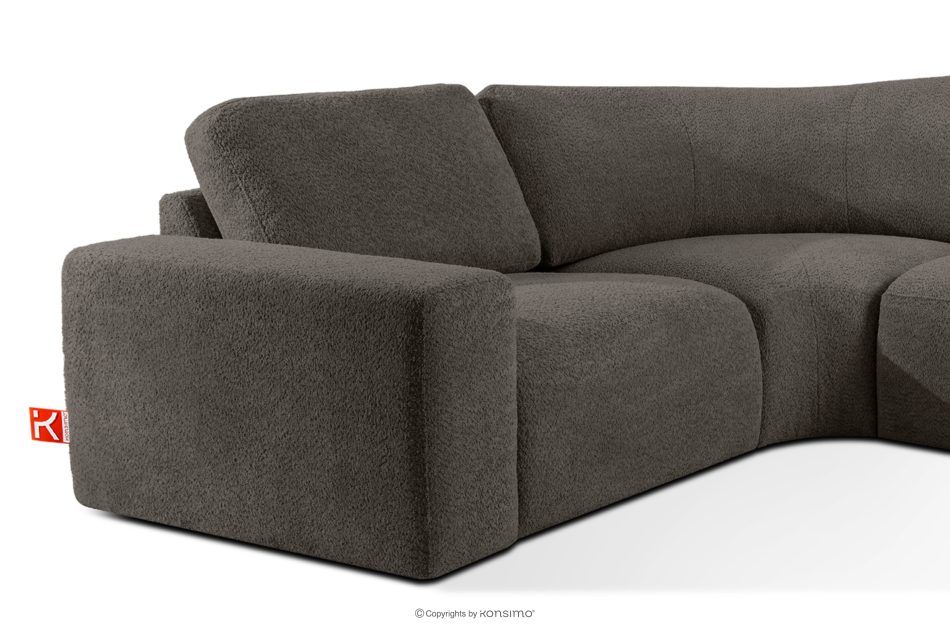 ZUCCO Große modulare Ecksofa aus Bouclé-Stoff rechts dunkelbraun dunkelbraun - Foto 5