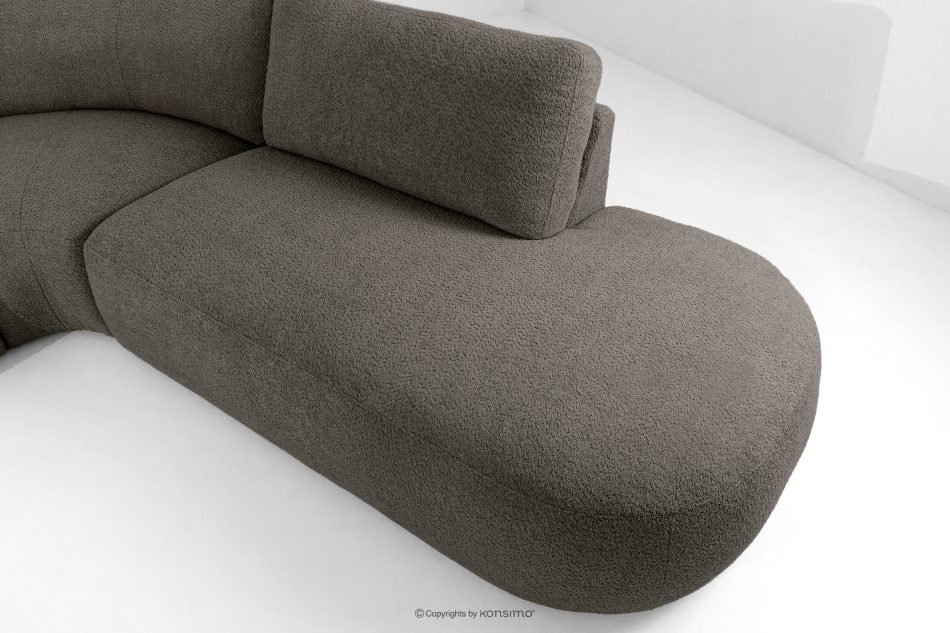 ZUCCO Große modulare Ecksofa aus Bouclé-Stoff rechts dunkelbraun dunkelbraun - Foto 10