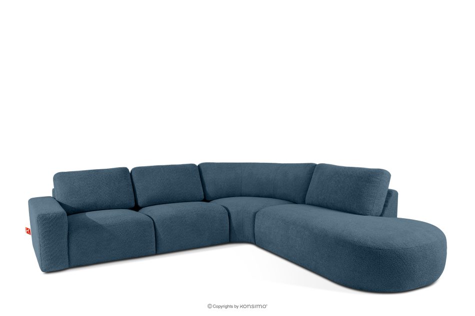 ZUCCO Große modulare Ecksofa aus Bouclé-Stoff rechts dunkelblau dunkelblau - Foto 2