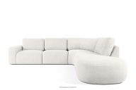 Großes modulares Ecksofa aus Bouclé-Stoff rechts ecru