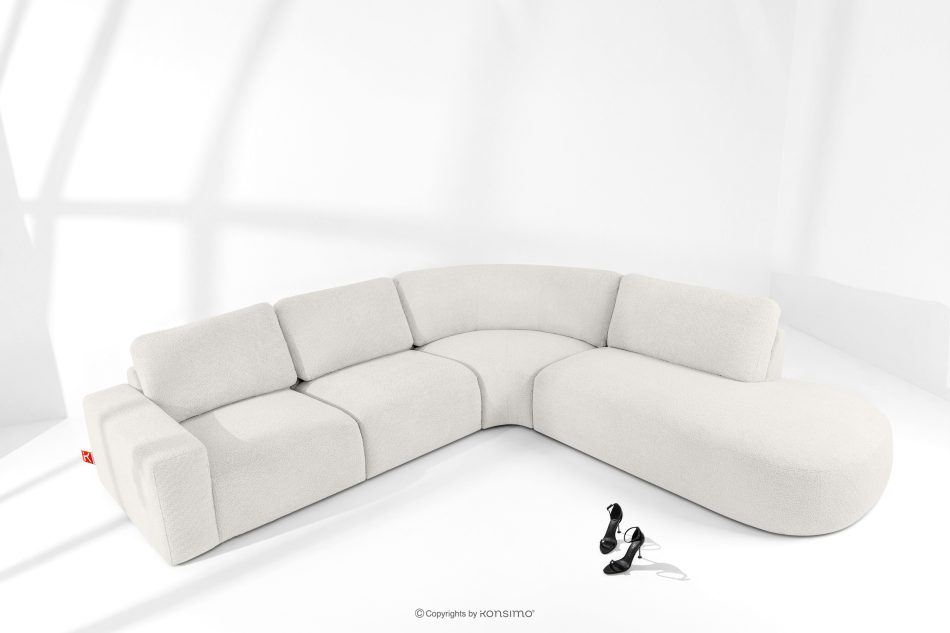 ZUCCO Großes modulares Ecksofa aus Bouclé-Stoff rechts ecru ecru - Foto 1