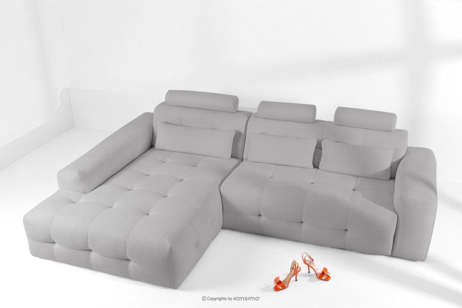 ALIGRA Ecksofa mit Steppung aus Chenille-Stoff links hellgrau hellgrau - Foto 1