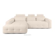 Ecksofa mit Steppung aus Chenille-Stoff links hellbeige