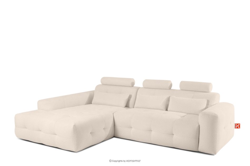ALIGRA Ecksofa mit Steppung aus Chenille-Stoff links hellbeige hellbeige - Foto 2