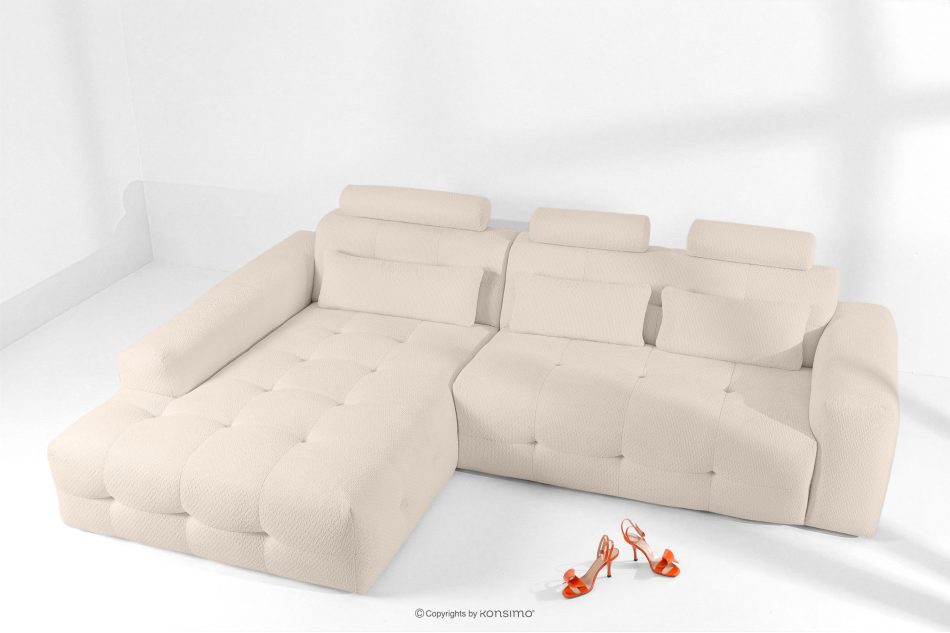 ALIGRA Ecksofa mit Steppung aus Chenille-Stoff links hellbeige hellbeige - Foto 1