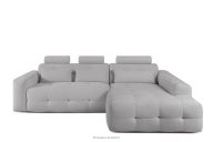 Ecksofa mit Steppung aus Chenille-Stoff rechts hellgrau