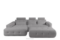 Wohnzimmermöbel-Set linke Eckcouch und Hocker aus Chenille-Stoff mit Steppung in Grau