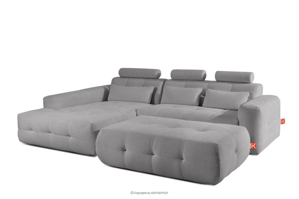 ALIGRA Wohnzimmermöbel-Set linke Eckcouch und Hocker aus Chenille-Stoff mit Steppung in Grau grau - Foto 2