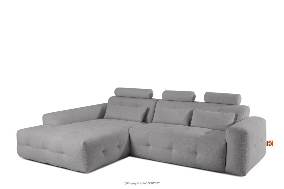 ALIGRA Wohnzimmermöbel-Set linke Eckcouch und Hocker aus Chenille-Stoff mit Steppung in Grau grau - Foto 4