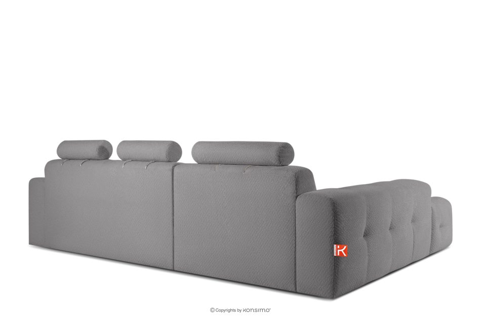 ALIGRA Wohnzimmermöbel-Set linke Eckcouch und Hocker aus Chenille-Stoff mit Steppung in Grau grau - Foto 5