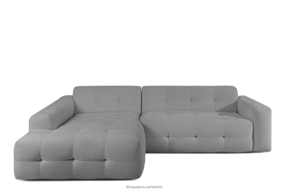 ALIGRA Wohnzimmermöbel-Set linke Eckcouch und Hocker aus Chenille-Stoff mit Steppung in Grau grau - Foto 16