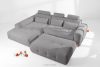 ALIGRA Wohnzimmermöbel-Set linke Eckcouch und Hocker aus Chenille-Stoff mit Steppung in Grau grau - Foto 2