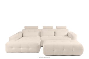 ALIGRA, https://konsimo.de/kollektion/aligra/ Wohnzimmermöbel-Set linke Eckcouch und Hocker aus Chenille-Stoff mit Steppung in Hellbeige hellbeige - Foto