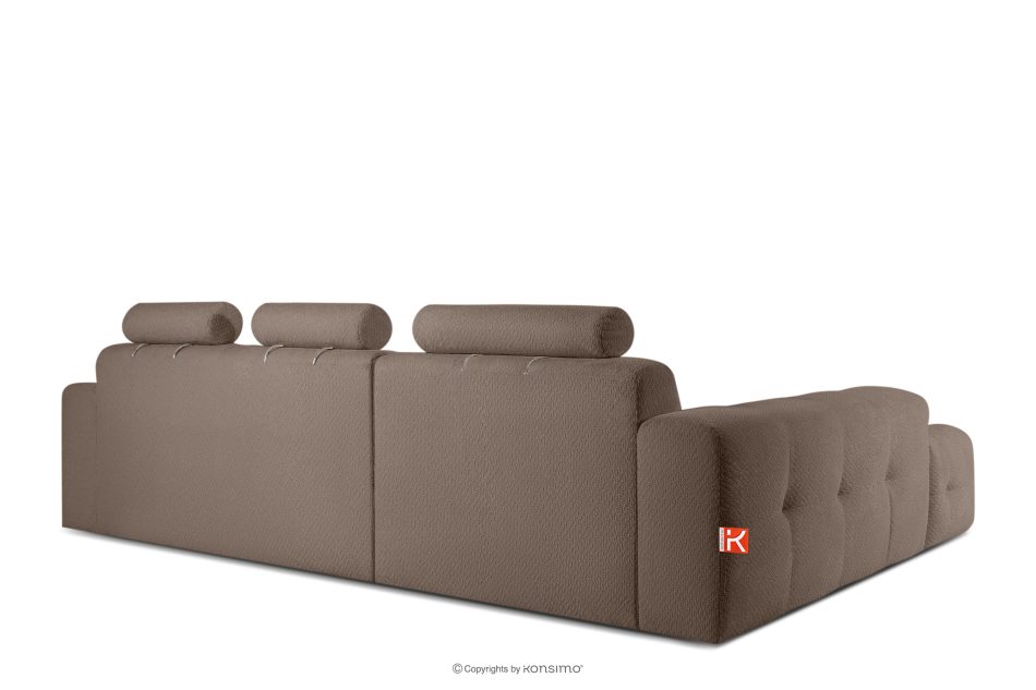 ALIGRA Wohnzimmermöbel-Set linke Eckcouch und Hocker aus Chenille-Stoff mit Steppung braun braun - Foto 5
