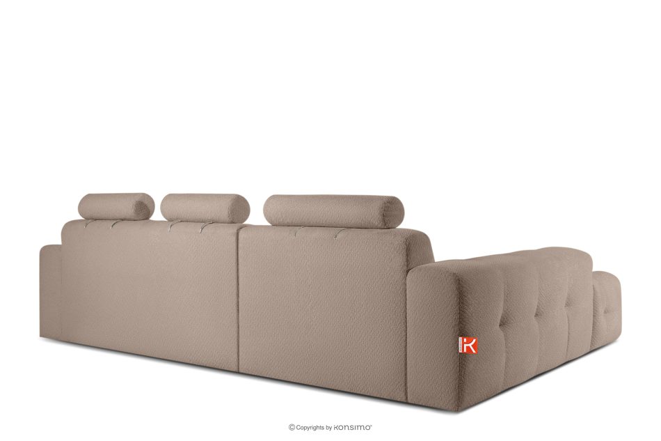 ALIGRA Wohnzimmermöbel-Set linke Eckcouch und Hocker aus Chenille-Stoff mit Steppung hellbraun hellbraun - Foto 5