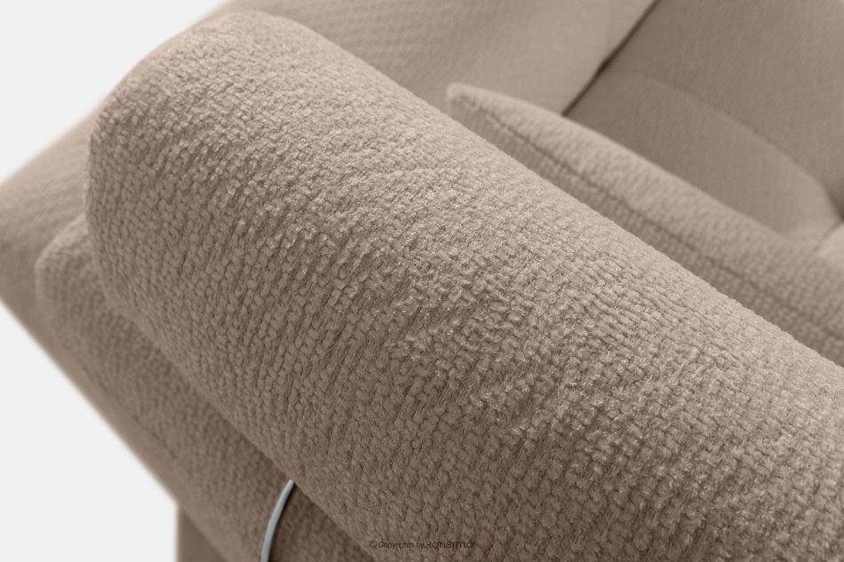 ALIGRA Wohnzimmermöbel-Set linke Eckcouch und Hocker aus Chenille-Stoff mit Steppung hellbraun hellbraun - Foto 8