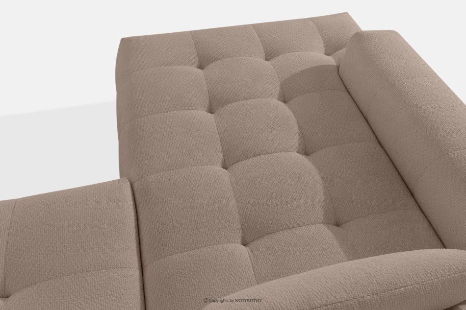 ALIGRA Wohnzimmermöbel-Set linke Eckcouch und Hocker aus Chenille-Stoff mit Steppung hellbraun hellbraun - Foto 11