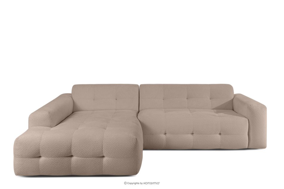 ALIGRA Wohnzimmermöbel-Set linke Eckcouch und Hocker aus Chenille-Stoff mit Steppung hellbraun hellbraun - Foto 16