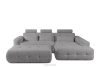 Wohnzimmermöbel-Set rechtes Ecksofa und Hocker aus Chenille-Stoff mit Steppung grau